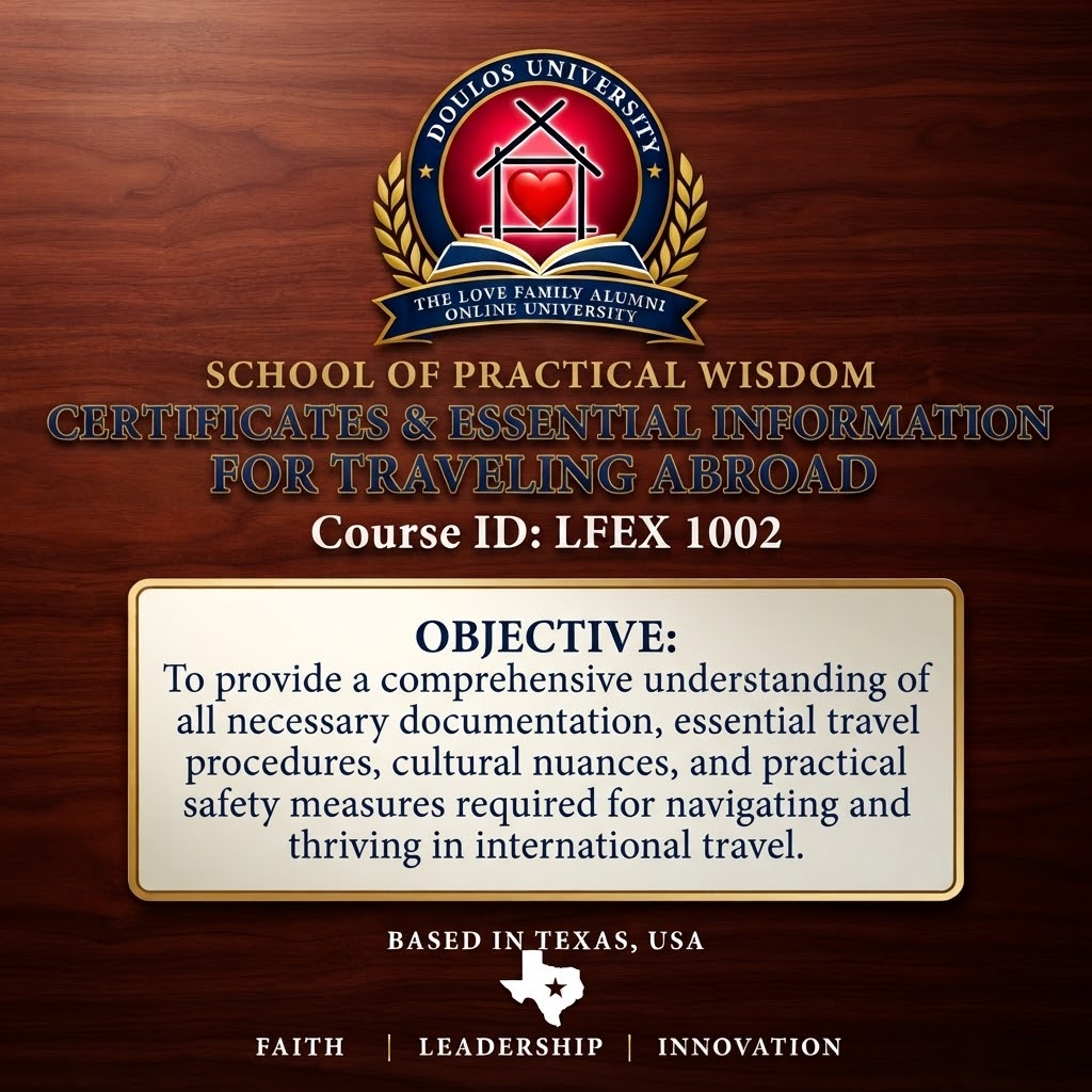 LFEX 1002 — Certificates & Essential Information for Traveling